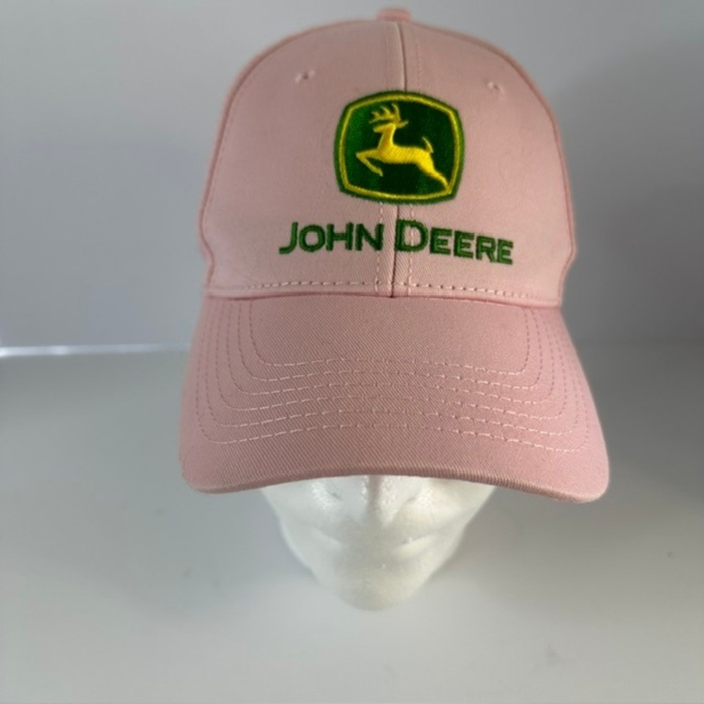 John Deere Pink Cotton Adjustable Baseball Cap Hat Nothing Runs Like A Deere